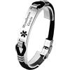 KBNSUIAN Braccialetti identificativi medici con allarme medico ID malattia allergia allarme braccialetto in silicone a strati unisex personalizzato meds gioielli per emergenze, 21 cm, 8 26 inch,