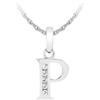 CARISSIMA Pendente da Donna in Oro Bianco 9 ct con Zircone Cubico e Iniziale P su Collana a Maglia Prince of Wales in Oro Bianco 9 ct da 0,8 mm di Lunghezza 46 cm/18 Pollici