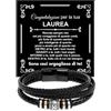 Bramart Regalo Laurea Uomo Bracciale in Pelle Intrecciata con Acciaio Inox Lucidato di Altissima qualità Idea Regalo per lui Festa di Laurea - Cofanetto con DEDICA incluso