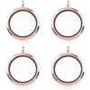WANDIC Medaglione di memoria, 4 pezzi, rotondi, oro rosa galvanizzato, con cristalli decorativi, per 2 foto