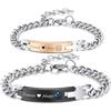 MeMeDIY 2 Pezzi Braccialetti Coppia Personalizzata Nome/Data Dell'incisione per Fidanzato Fidanzata Bracciali Regolabili in Acciaio Inossidabile Regalo d'Amore