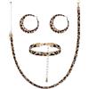 Xinjoduz Set di 3 gioielli leopardati, collana boho vintage, orecchini a cerchio, bracciali, per donne, carnevale, maschere anni '80, Einheitsgrösse