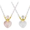 OLYCRAFT 2pz 2 colori Bottiglia di Profumo Collana Cuore Pietra Fiala Collana A Forma di Cuore Quarzo Rosa con Catena di Perle di Imitazione di Plastica per Le Donne Gioielli Accessori Decorativi