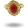 gioiellitaly Anello donna regolabile argento 925 dorato filigranato con centrale corallo rosso naturale gioiello donna ragazza elegante gioiello artigianale