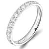 Wycian Anelli di Fidanzamento in Titanio e Acciaio per Uomo, Anello Matrimoniale per Lei Semplice Eternità con Zirconia Cubica Bianca 3 mm Taglia H 1/2 - Z, Y 1/2, Non pietra preziosa