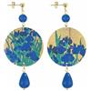 IN Lebole Collezione The Circle DPOR33 Fondo Oro Orecchini da Donna di Ottone Pietra Blu