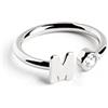 SINGULARU - Anello Personalizzato Letter Spark in argento. Regolabile. Argento 925 con finitura rodiata. Taglia unica. Gioielli per donna. Lettera M