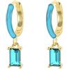 Mesnt Orecchini Argento Zirconi, Orecchini Pendenti Cerchio smaltato con pendente rettangolare in zirconia cubica per le Donne, Azzurro