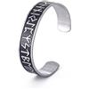 SIPURIS Braccialetto con rune vichinghe, unisex, stile vichingo, anziano nordico, Futhark, 24 rune, in acciaio inox, amuleto pagano, talismano, gioielli norreni, One Size, Acciaio inossidabile,