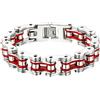 OIDEA Bracciale Braccialetto Uomo Bracciale Catena Bici in Acciaio Inox Grande Larghezza lucidato Rosso
