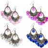 UNICRAFTALE 4 paio Orecchini Gypsy con Disco Colorato Orecchini Etnici In Bronzo Antico Tradizionali Tempio Gioielli Boho Orecchini Vintage Indiani Regalo di Nozze per Donne e Ragazze
