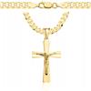 AMAR PRAGNA Collana da Uomo in Oro 585 e Argento Sterling 925 - Croce Massiccia 5 mm, Catena Armatura 45 cm