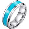 Homxi Anello da Uomo,Anello Rotondo con Turchese Anello in Acciaio Inossidabile Uomo Blu Argento Anello Misura 27(67mm)