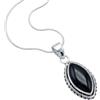 mantraroma Collana in argento sterling 925 con ciondolo da donna in vera catena in argento con pietra preziosa nera in onice