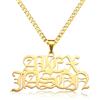 MeMeDIY Collana con Nome Personalizzato per Uomo e Donna Collana con Nome e Numero Personalizzati Ciondolo a Strato Singolo Doppio Oro/Argento Lettera Regali di Gioielli Hip Hop per Il Fidanzato - B1