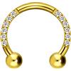 PIERCINGLINE Piercing per orecchio in titanio a forma di ferro di cavallo con 10 cristalli incastonati - piercing naso, setto o trago in 4 colori e 2 misure, 10 mm Innendurchmesser