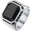 Richsteel Anello Uomo con Gemma Nera Ottagonale Onice Nero Elegante e Moderno Impermeabile Accessorio di Alta Qualità per Uomini Muisura IT 14-32