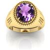 RRVGEM Anello in ametista 9,00 Ratti certificato AAA++, con pietra naturale di ametista, placcato oro, per uomo e donna, Metallo, Ametista