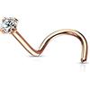 Monster Piercing 14K oro rosa rebbi set rotondo pietra CZ 20 calibro naso vite Nostril piercing gioielli e oro rosa 14 ct, colore: rosa, cod. K41-MP-NS013RG-2.5MM