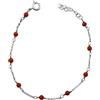 gioiellitaly Bracciale argento 925 rodiato pallini corallo rosso naturale del Mediterraneo gioiello minimal unisex uomo donna artigianale made in italy