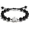 Aisamco Bracciale di ossidiana nera, Feng Shui Wealth Bracelet, con carattere Pixiu, braccialetto di perline, attirare ricchezza e buona fortuna, braccialetto regalo per donne e uomini