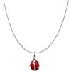 gioiellitaly Ciondolo coccinella 1,5 cm amuleto portafortuna argento 925 smalto rosso e nero catenina veneziana lunghezza a scelta 40/45/50 cm (45 cm)