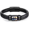lorajewel Bracciale Personalizzato da Uomo con Nome Bracciale con Foto in Pelle Regalo per Uomo Papà Nonno Marito Fidanzato (Nero-2)