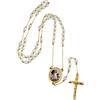 U7 Collana Rosario Cattolico Uomo e Donna Personalizzata con Foto con Ciondolo Rosario Crocifisso Cristallo Artificiale Bianco Acciaio Inossidabile Lunga 66cm + 16cm Regalo Religioso