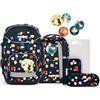 ergobag pack set Zaino scolastico ergonomico e flessibile, 6 pezzi, per la prima elementare Mosaic Stone Bear - Blu scuro