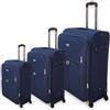 ORMI Set 3 Valigie espandibile Valigia semirigide in tessuto poliestere 4 ruote piroettanti trolley piccolo adatto bagaglio a mano per cabina con compagnie lowcost (Blu)
