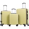 R.Leone Valigia da 1 Fino a Set 3 Bagaglio a mano 55x40x20 Ryanair, Medio, Grande Ultra Resistente Trolley rigido leggero 8 ruote in ABS 2220 (Giallo, Set 3 Pezzi S M L)