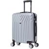 R.Leone Valigia da 1 Fino a Set 4 Trolley Rigido grande, medio, bagaglio a mano 55x40x23 cm Wizz, ITA Airways e bagaglio 45x36x20 cm EasyJet in ABS 9001 (Argento, S Bagaglio a mano)