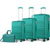 KONO Set di 4 Valigie Rigida e Leggera valigia (55cm/66cm/75cm) in ABS+PC con 4 Ruote Rotanti e Lucchetto TSA & Borsa da Viaggio Ryanair 40x30x20, Turchese