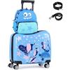 COSTWAY Valigia Cavalcabile per Bambini, Valigia+ Zaino,2 Pezzi, Trolley Bambini Bagaglio a Mano con Ruote Girevoli e Maniglia Retrattile, 2 Cingie Multiuso (Modello 13)