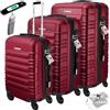 KESSER® Set di 3 valigie rigide, set di valigie da viaggio, set di valigie trolley, incl. bilancia per bagagli + etichetta per bagagli, chiusura per valigie rotolanti, manico telescopico M-L-XL