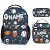 Generic Personalizzata Zaino scuola elementare bambina ragazzo Personalizzate Motivo calcio con Nome per school bag Scuola 3 Pezzi zainetto asilo bambino con borsa termica e Astuccio zaini media superiore