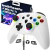 UGAME Controller Xbox cablato per X Box Series X S One PC PS4 Switch, Controller di controllo di gioco con frequenza di polling 1000Hz No Drift Stick, Paddles Turbo Remote, RGB Light White Gamepad