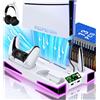Kawaye Stazione di raffreddamento per PS5 per PS5/console sottile, per accessori PS5 Supporto verticale con caricatore doppio controller Incl.3 livelli ventola di raffreddamento, luce RGB, custodie