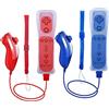 Tevodo Telecomando Wii e controller Nunchuck, 2 confezioni Wii Controller Compatibile con Wii Wii U Console. (blu scuro e rosso)