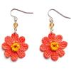 Meraki Studio Orecchini fiore da donna, orecchini margherita con perline di vetro, arancione/giallo, Gioielli all'uncinetto, boho chic, Made in Italy, Bijoux da donna, Lavorazione Artigianale