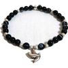 TOTEM by Les Bijoux de Lawrence Bracciale elastico sottile, grani di agata nera venata, misura grande