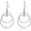 Meissa Orecchini a forma geometrica in argento 925 Orecchini a cerchio penzolanti Matrimonio Sposa Orecchini di diamanti leggeri Orecchini fatti a mano (Argento)