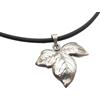 Cozzi Gioielli Edera : Ciondolo in Argento 925 e Girocollo in Caucciù con Chiusura in Argento 925 - Collana Portafortuna - Fortuna - Foglia - Ramo -