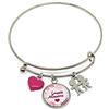 Handmade Bracciale bangle acciaio con ciondolo Grazie Maestra e charms - idea regalo maestre