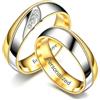 Ihanskio Personalizzato Anello per le Coppie Doppio Della Banda di Colore Del Modello Anelli All'interno Può Inciso Personalizzato di Nozze Promessa Anelli di Fidanzamento 6-13# (Gold with CZ, Custom)