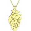 Generico Collana Cuore Anatomico Personalizzata - Incisione sul Retro - Acciaio Inossidabile Unisex - Gioiello Originale e Significativo - Idea Regalo per Lui o per Lei (Oro)