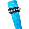 Generico bracciale uncinetto nero lurex con palline di legno grigio