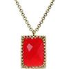 ANEMONE JEWELRY Elegante Vittoriana Rubino Pietra Gemma Collana - Fascinoso Taglio Rettangolare Rosso Collana Ciondolo - Bella Collana in Oro Extra Lungo per Donne - Collana Regalo Vintage Personalizzabile