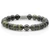 Generic Bracciale serpentino Bracciale con perline Perline verdi Sfera 8 mm Anello distanziatore in acciaio inossidabile Donna Uomo (Argento)