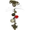 Generic Collana lunga Alice inspired con Bianconiglio e charms color bronzo